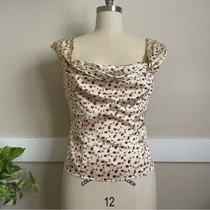 Reformation Lux Silk Top in Madison rose print